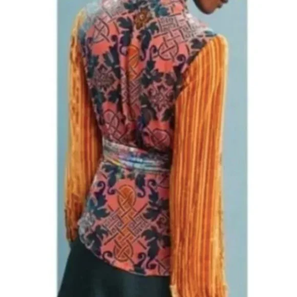 Anthropologie Velvet Patchwork Wrap Top by Moulinette Soeurs - Picture 3 of 16